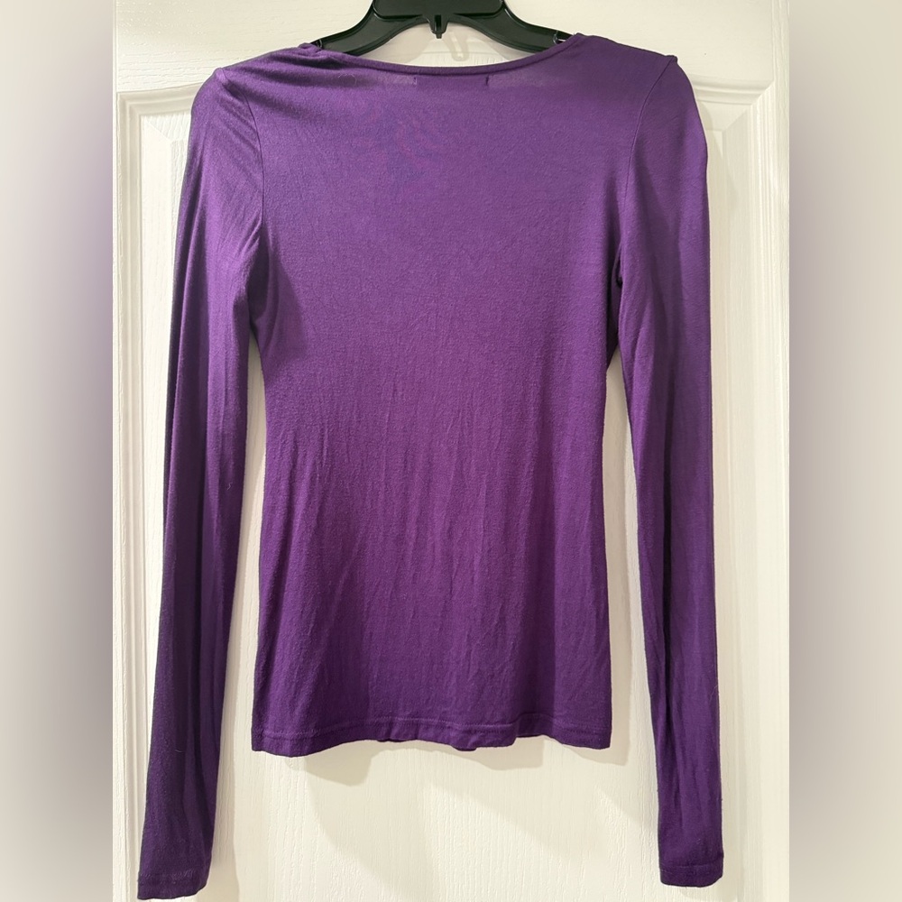 Great Condition! PattyBoutik Deep Purple Long Sleeve Top, Size Small - Picture 4 of 4